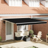 Toldo Retráctil Automático  Negro 400x350 cm. Tela de Repuesto para Toldo  de 4x3.5 m Marco Negro 1