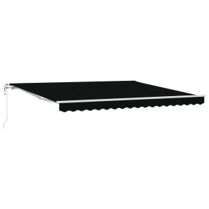 Toldo Retráctil Automático  Negro 400x350 cm. Tela de Repuesto para Toldo  de 4x3.5 m Marco Negro H