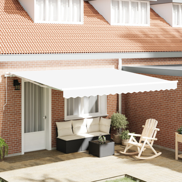 Toldo Retráctil Manual  Blanco 400x350 cm. Tela de Reemplazo para Toldos  para Marco de 4x3.5 m Blanco D