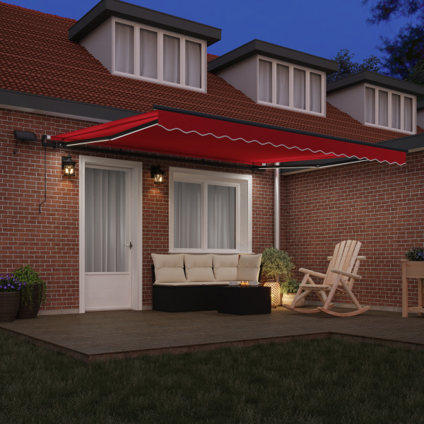 Toldo Retrátil Manual com LED Vermelho 400x350 cm M 4