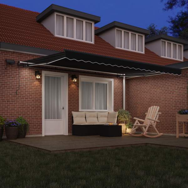 Toldo Retrátil Manual com LED Preto 450x300 cm M 4