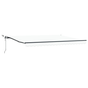 Toldo Retráctil Automático de  con LED Blanco 450x300 cm. Tejido de Reemplazo para Toldo  para Estructura de 4.5x3 m Blanco H