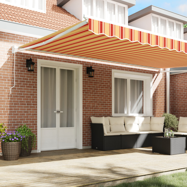 Toldo retráctil manual Naranja y Blanco 500x300 cm M 4