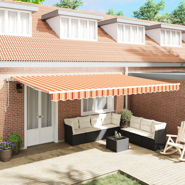 Toldo Retráctil Automático Amarillo y Naranja 500x350 cm D