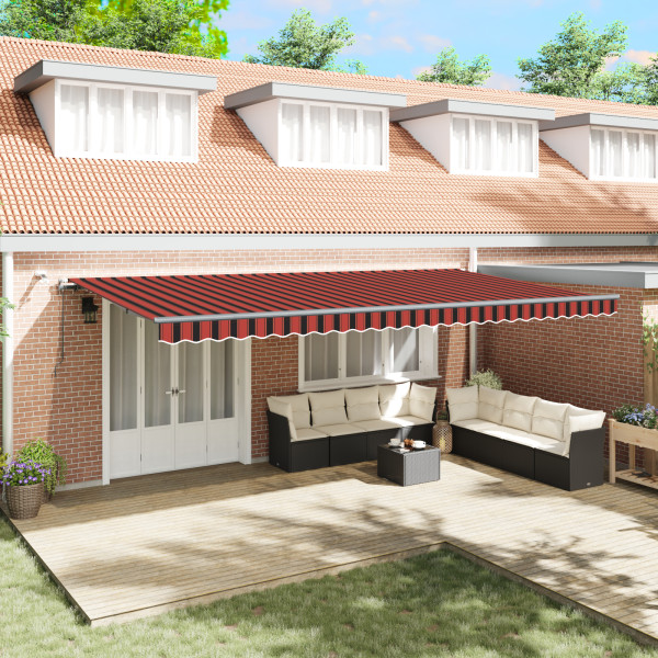 Toldo Retráctil Automático con LED Naranja y Marrón 600x300 cm D