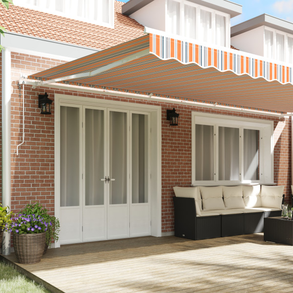 Toldo Retrátil Listras Laranja / Cinza / Azul 600 × 300 cm M 4