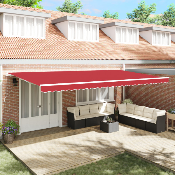 Toldo Retráctil Manual  Rojo 600x300 cm. Tela de Reemplazo para Toldo  para Marco de 6x3 m Rojo D