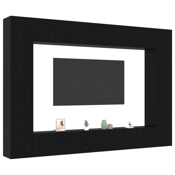 Juego de 12 Piezas de Mueble para TV montado en la pared de roble negro y madera.  Muebles para TV montados en la pared - 2 pcs  M 3