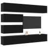 Juego de 10 Piezas de Muebles para TV - Madera Elaborada de Roble Negro Montada en la Pared 3