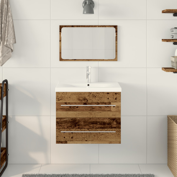 Gabinete para Lavabo de Baño con Lavabo Integrado Madera Vieja Madera Ingenierada M 5
