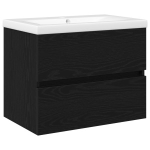 Gabinete para Lavabo  con Tazón Integrado Roble Negro MDF. Gabinete para Lavabo  Roble Negro 60x38.5x45 cm MDF H