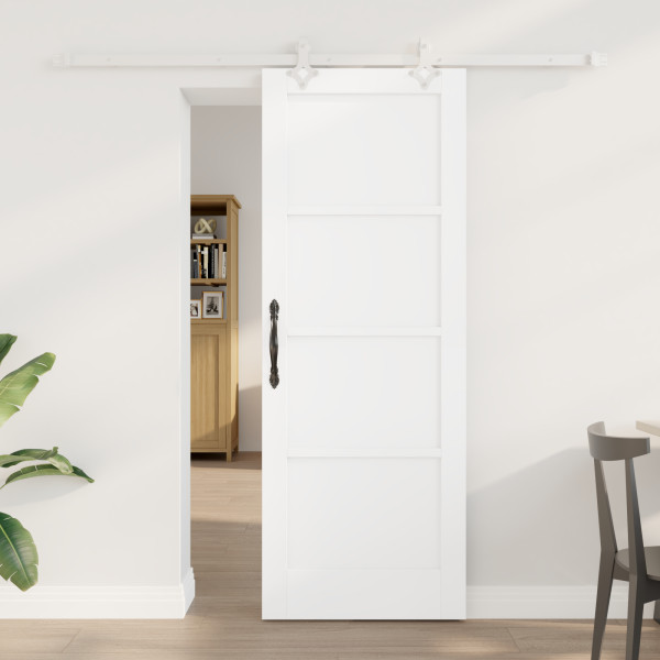 Puerta Deslizante  con Juego de Herrajes Blanca 73.5x198.5 cm Madera Maciza de Pino. Puerta Interior  'ORKDAL'Blanca 73.5x198.5x D