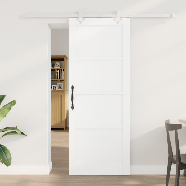 Puerta Deslizante  con Juego de Accesorios Blanca 78x202 cm Madera Maciza de Pino. Puerta Interior  'ORKDAL'Blanca 78x202x4 cm M D