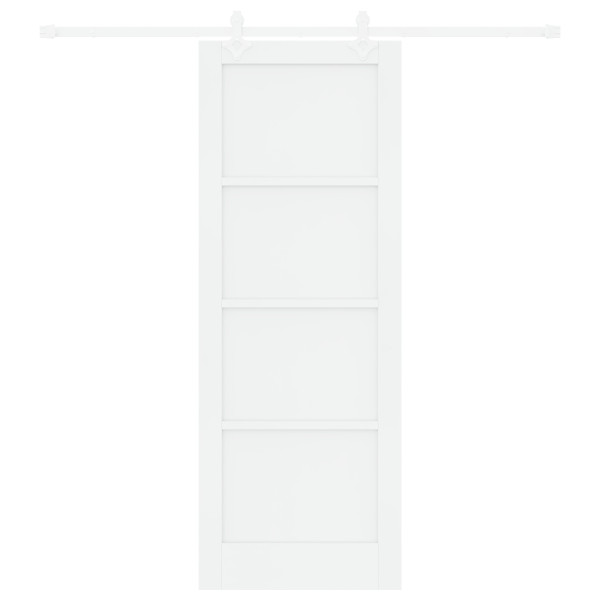 Porta Deslizante com Conjunto de Ferragens Brancas 78x211 cm Madeira Maciça de Pinho M 5