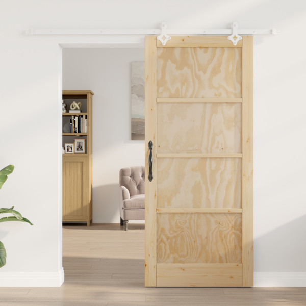 Puerta Deslizante  con Juego de Hardware 86x198.5 cm Madera Maciza de Pino. Puerta Interior  'ORKDAL'86x198.5x4 cm Madera Maciza M 4