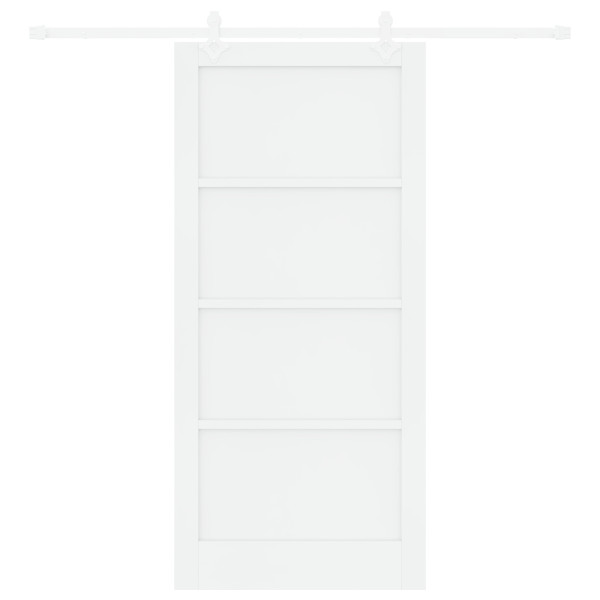 Porta Deslizante  com Kit de Ferragens Branca 93x202 cm Madeira Sólida de Pinho M 5