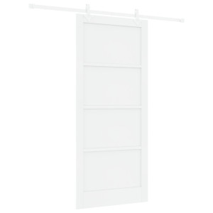 Puerta Deslizante  con Juego de Herrajes Blanca 93x211 cm Madera Maciza de Pino. Puerta Interior  'ORKDAL'Blanca 93x211x4 cm Mad H