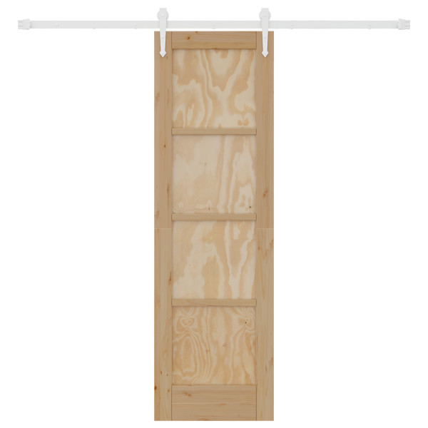 Porta Deslizante  com Conjunto de Hardware 61x198.5 cm Madeira Sólida de Pinus M 5