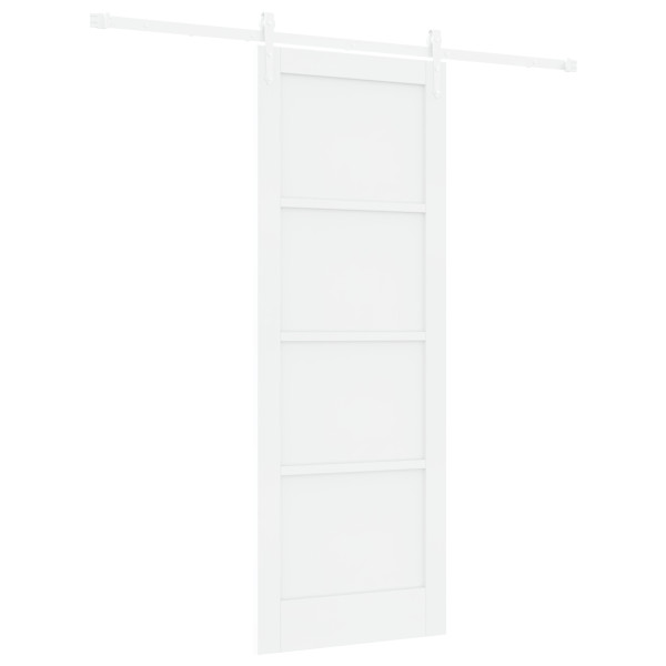 Porta de Correr  com Conjunto de Hardware Branca 78x211 cm Madeira Sólida de Pinheiro M 2