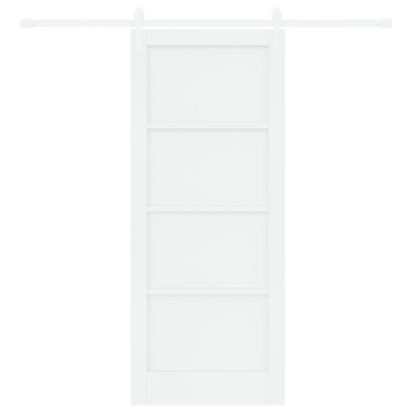 Porta Deslizante  com Conjunto de Ferragens Branca 83x202 cm Madeira Sólida de Pinho M 5