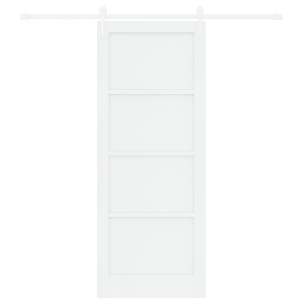 Porta Deslizante  com Conjunto de Ferragens Branca 83x211 cm Madeira Sólida de Pinheiro M 5