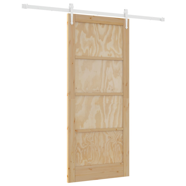 Puerta Corredera  con Juego de Hardware 86x198.5 cm Madera Maciza de Pino. Puerta Interior  'ORKDAL'86x198.5x4 cm Madera Maciza  M 3