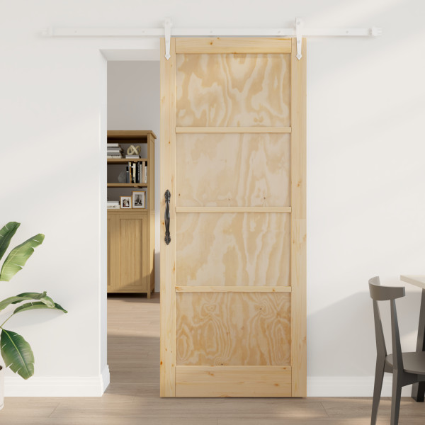 Puerta Deslizante  con Hardware 86x211 cm de Madera Maciza de Pino. Puerta Interior  'ORKDAL'86x211x4 cm de Madera Maciza de Pin D