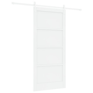 Porta Deslizante  com Conjunto de Hardware Branco 93x202 cm Madeira Sólida de Pinho H