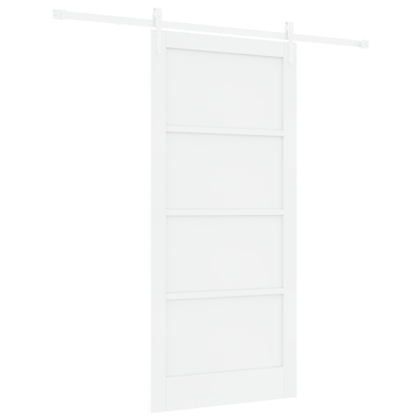 Porta Deslizante  com Conjunto de Hardware Branco 93x202 cm Madeira Sólida de Pinho M 2
