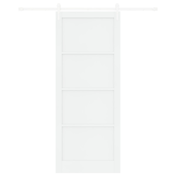 Porta Deslizante  com Conjunto de Hardware Branco 93x232 cm Madeira de Pinho Maciça M 5