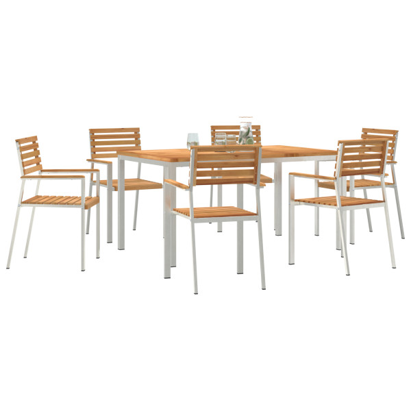 Conjunto de Comedor de Jardín de 7 Piezas de Madera Sólida de Teca.  Mesa de Comedor al Aire Libre 150x90x75 cm de Madera Sólida M 3