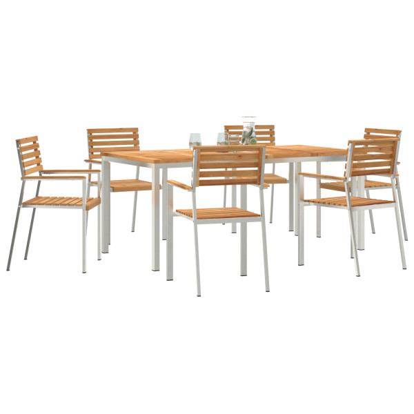 Conjunto de Comedor de Jardín  de 7 Piezas de Madera Sólida de Teca. Mesa de Comedor Exterior  180x90x75 cm Madera Sólida de Tec M 3