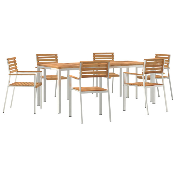 Set de Comedor de Jardín  de 7 Piezas de Madera Sólida de Teca. Mesa de Comedor Exterior  200x90x74.5 cm de Madera Sólida de Tec M 4