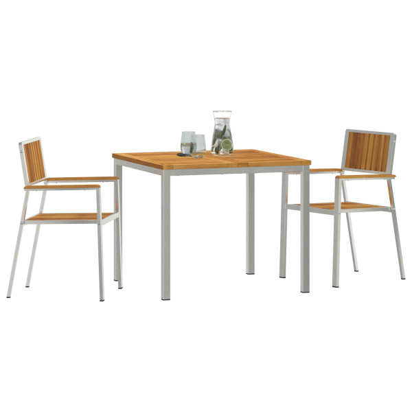Conjunto de Comedor de Jardín  de 3 Piezas de Madera Sólida de Acacia. Mesa de Comedor al Aire Libre  90x90x74.5 cm de Madera Só M 3