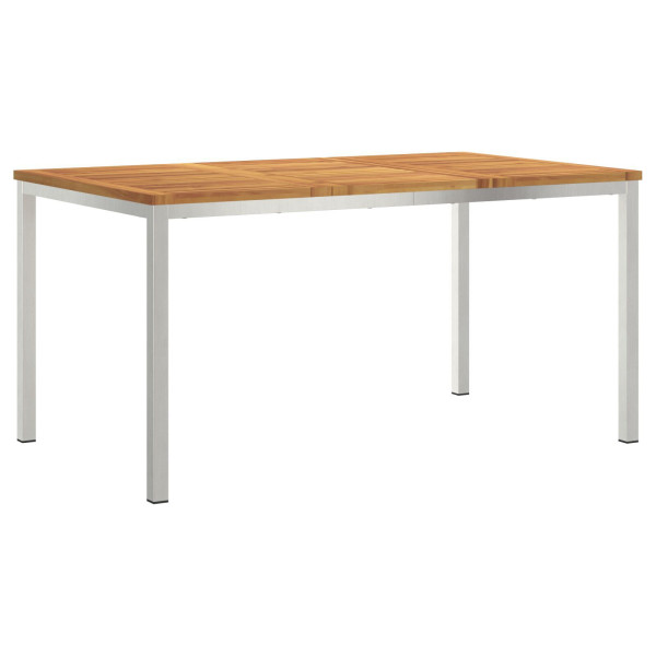 Conjunto de comedor de jardín de 7 piezas de madera sólida de acacia.  Mesa de comedor al aire libre 150x90x75 cm de madera sóli M 5