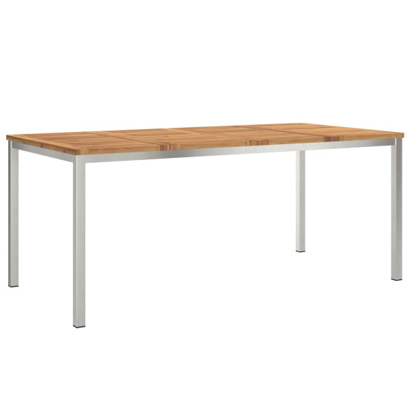 Juego de comedor de 5 piezas de madera maciza de Acacia.  Mesa de comedor al aire libre 180x90x75 cm de madera maciza de Acacia M 5