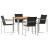 Set de Comedor para Jardín de 5 Piezas de Madera Sólida de Teca. Mesa de Comedor al Aire Libre 90x90x74.5 cm de Madera Sólida de 2