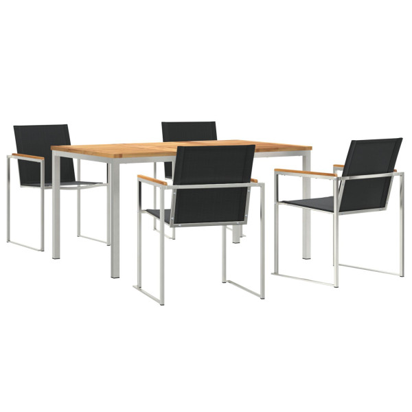 Conjunto de Comedor de Jardín de 5 Piezas de Madera de Teca . Mesa de Comedor al Aire Libre 150x90x75 cm de Madera de Teca M 2