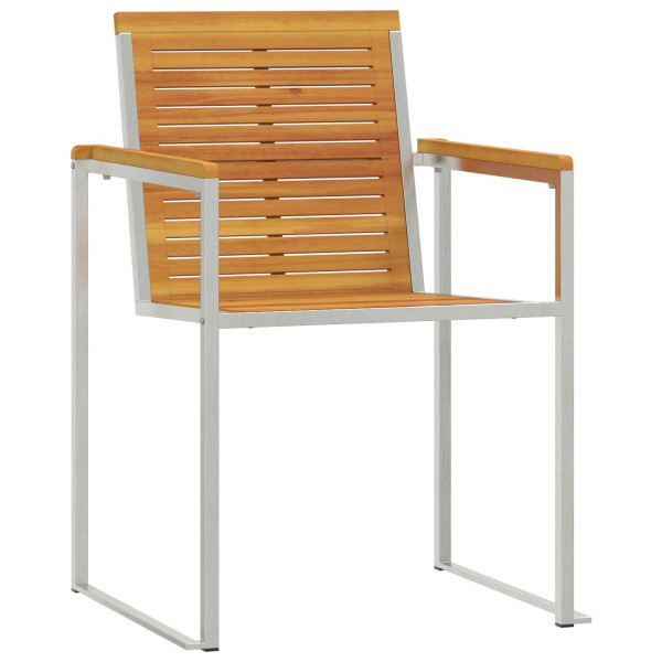 Cama de Sol com Cadeiras de Jardim 3 peças Madeira Sólida Acácia M 5