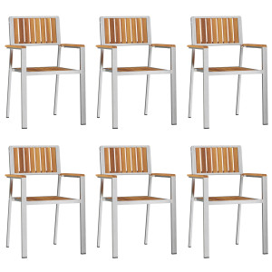 Sillas de Jardín Apilables  6 pcs 54.5x56x87 cm Madera Sólida de Acacia. Sillas de Jardín Apilables  2 pcs Madera Sólida de Acac H