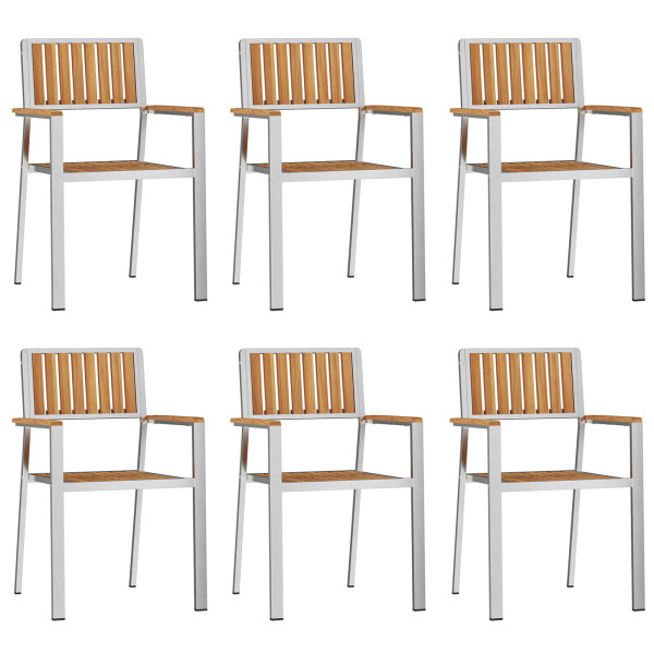 Cadeiras de Jardim Empilháveis  6 pcs 54.5x56x87 cm Madeira de Teca Sólida M 3