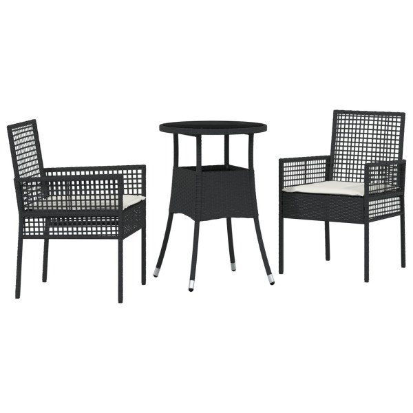 Conjunto de Comedor de Jardín de 3 Piezas Negro Poliratán M 2