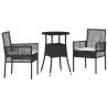 Conjunto de Jantar Jardim 3 Peças Preto Poli Rattan 2