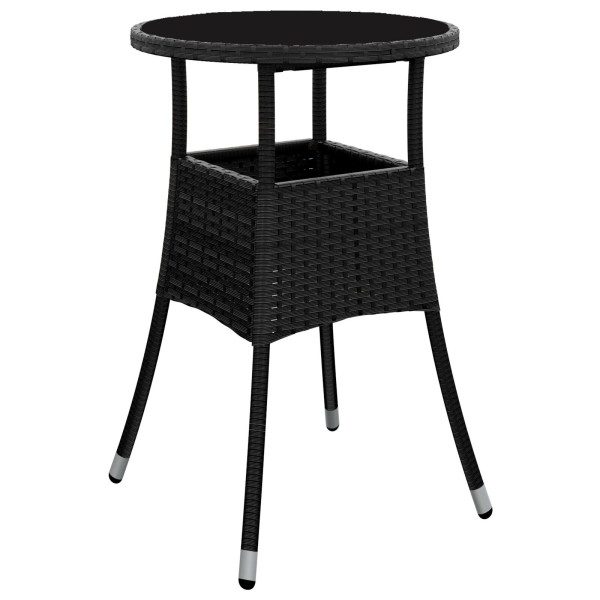 Conjunto de Jantar Jardim 3 Peças Preto Poli Rattan M 4