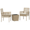 Set bistro de jardín con cojines 3 pzas ratán sintético beige 2