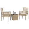 Set bistro de jardín con cojines 3 pzas ratán sintético beige 3