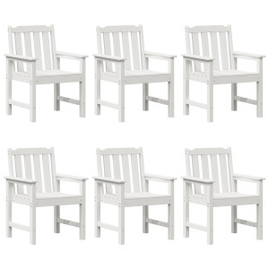 Sillas de Comedor de Jardín  6 pcs Blancas 65.5x55.5x88 cm HDPE. Sillas de Comedor de Jardín  2 pcs Blancas HDPE H