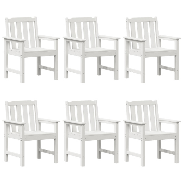 Sillas de Comedor de Jardín  6 pcs Blancas 65.5x55.5x88 cm HDPE. Sillas de Comedor de Jardín  2 pcs Blancas HDPE M 3