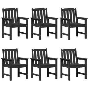 Sillas de Comedor para Jardín  6 pcs Negras 65.5x55.5x88 cm HDPE. Sillas de Comedor para Jardín  2 pcs Negras HDPE H