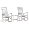 Set de Lounge para Jardín  de 3 Piezas Blanco HDPE. Silla Mecedora  Blanca 70x92x108 cm HDPE. Mesa Lateral Adirondack  Blanca 38 3